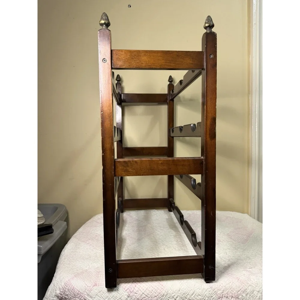 Bombay Company Wood Freestanding 12-Bottle Wine Rack Dark Brown 19.5in